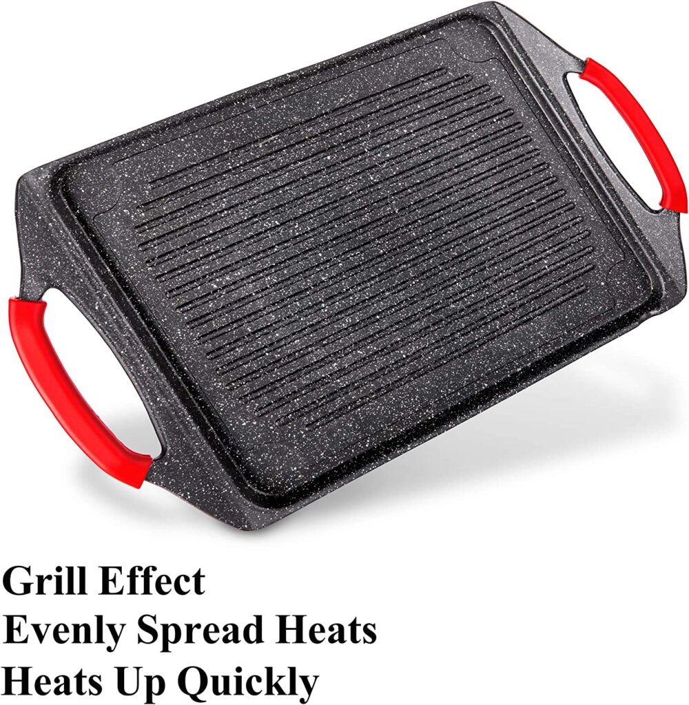 Moss & Stone Griddle Aluminum BBQ Square Grill Pan,Aluminum Nonstick