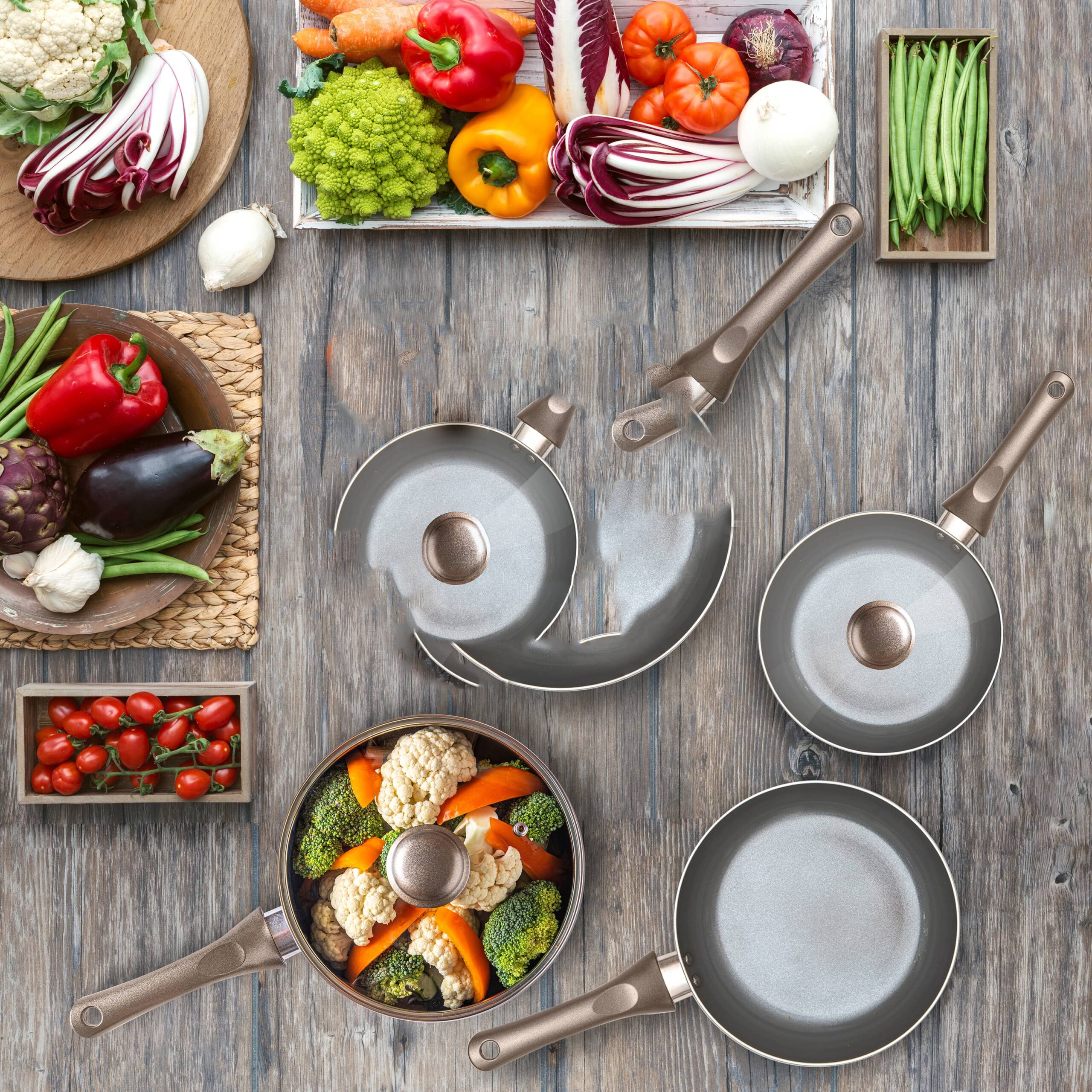 Moss & Stone 8 Piece Nonstick Cookware Set, Aluminum Pots and Pans with