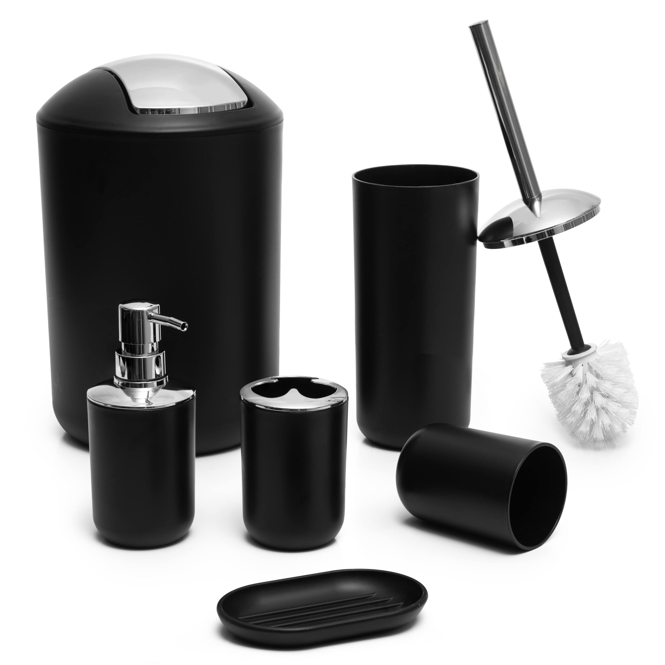 Bathroom Accessories Sets Black Soap Dispenser Soap Dish Tumbler Toothbrush  Holder Toiletbrush Holder