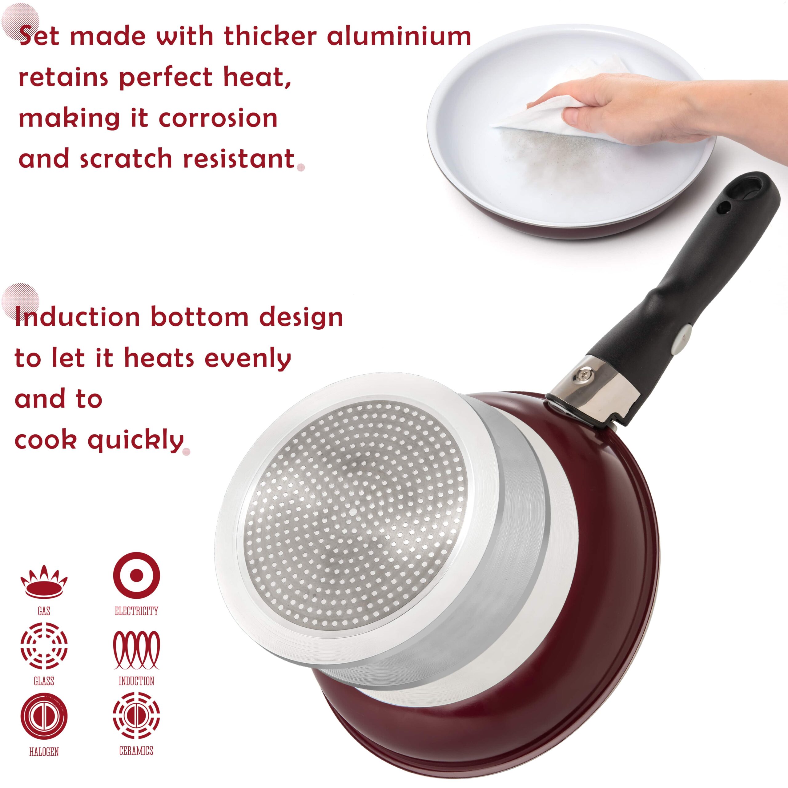 Aluminum Pots And Pans Set Nonstick, Removable Handle Cookware